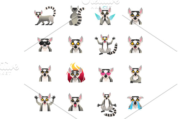 Lemur Sticker Pack in Illustrations - product preview 1