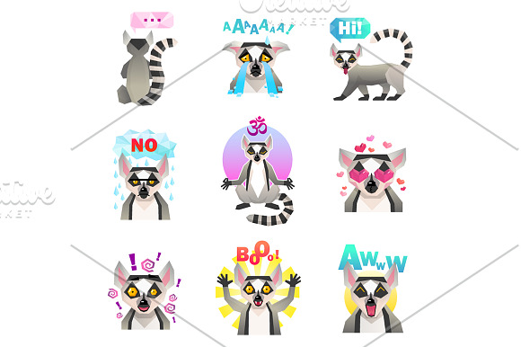 Lemur Sticker Pack in Illustrations - product preview 2