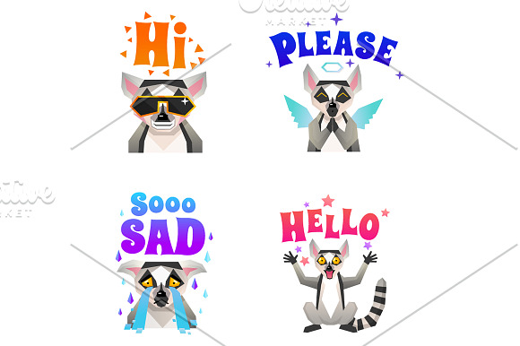 Lemur Sticker Pack in Illustrations - product preview 3