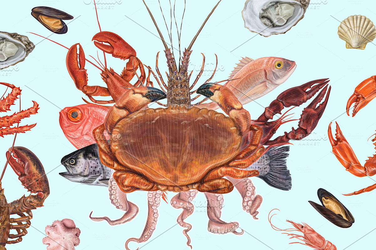 Yummy seafood illustrations in Illustrations - product preview 8