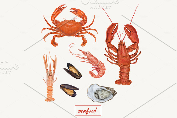 Yummy seafood illustrations in Illustrations - product preview 2