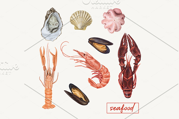 Yummy seafood illustrations in Illustrations - product preview 5