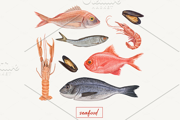 Yummy seafood illustrations in Illustrations - product preview 7