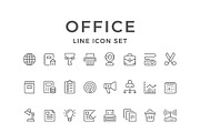 Set line icons of office