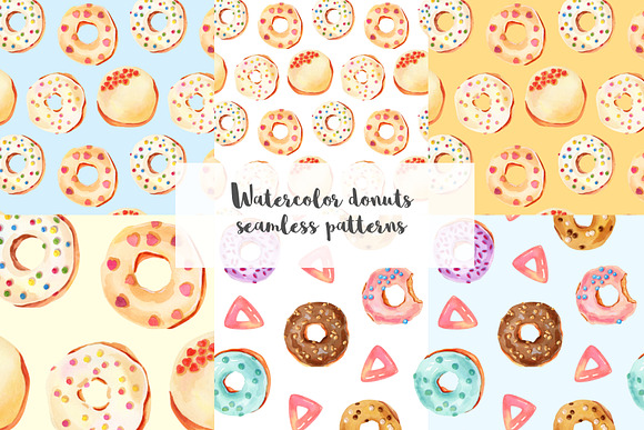Watercolor Donuts Set in Illustrations - product preview 4