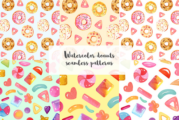 Watercolor Donuts Set in Illustrations - product preview 5