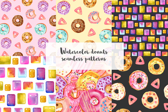 Watercolor Donuts Set in Illustrations - product preview 6