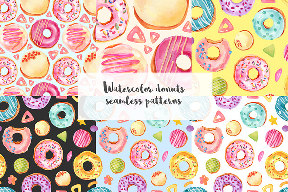 Watercolor Donuts Set in Illustrations - product preview 7