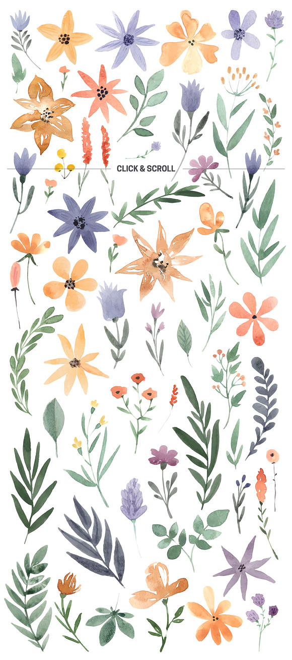 123 DIY Watercolor Flowers (EPS,PNG) in Illustrations - product preview 2