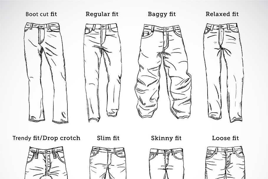 Denim Fit Vector Sketch Set in Illustrations - product preview 8