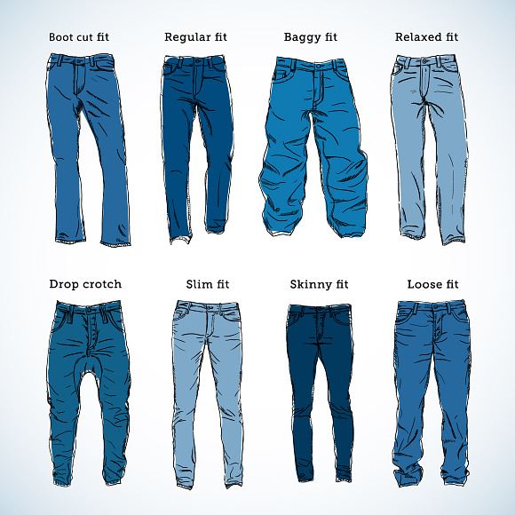 Denim Fit Vector Sketch Set in Illustrations - product preview 1