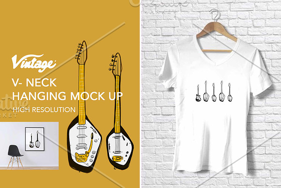 6 Vector vintage guitars set in Illustrations - product preview 1