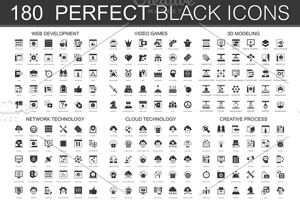180 Black classic icons