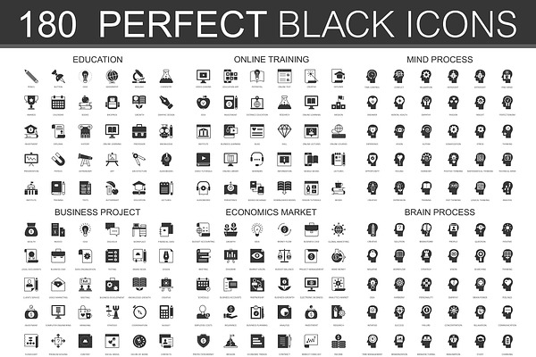 180 Black classic icons