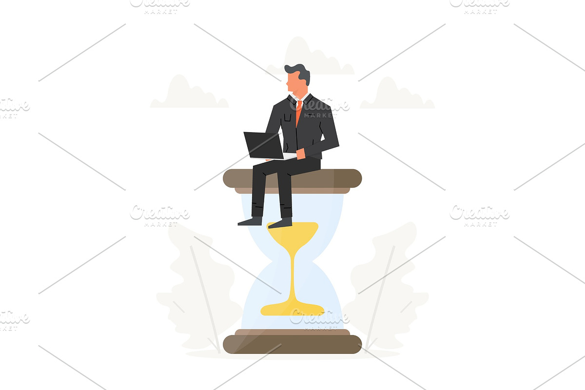 Businessman with hourglass in Illustrations - product preview 8