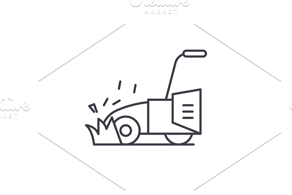 Lawn mower line icon concept. Lawn