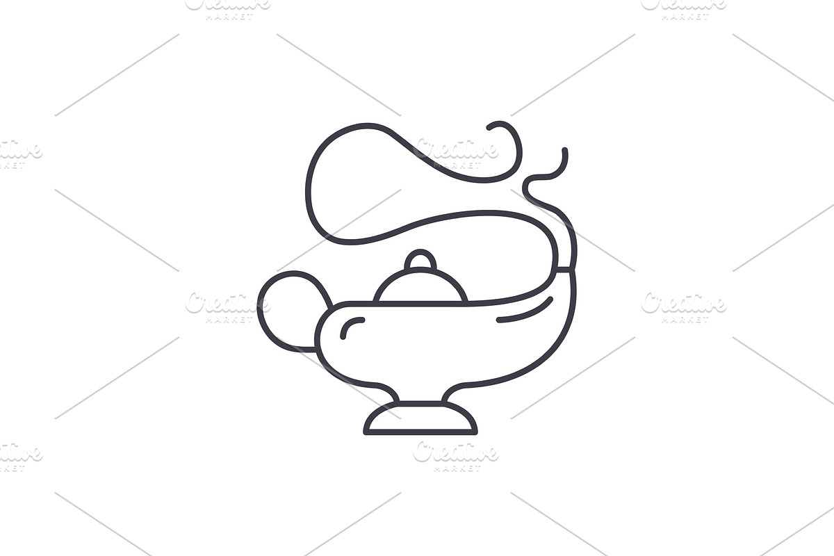 Magic lamp line icon concept. Magic in Objects - product preview 8