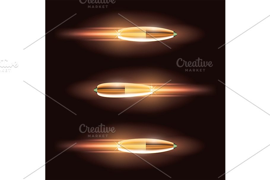 Flying Bullet Set with a Fiery Trace