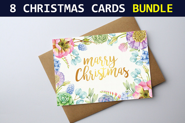 8 Christmas Cards Bundle
