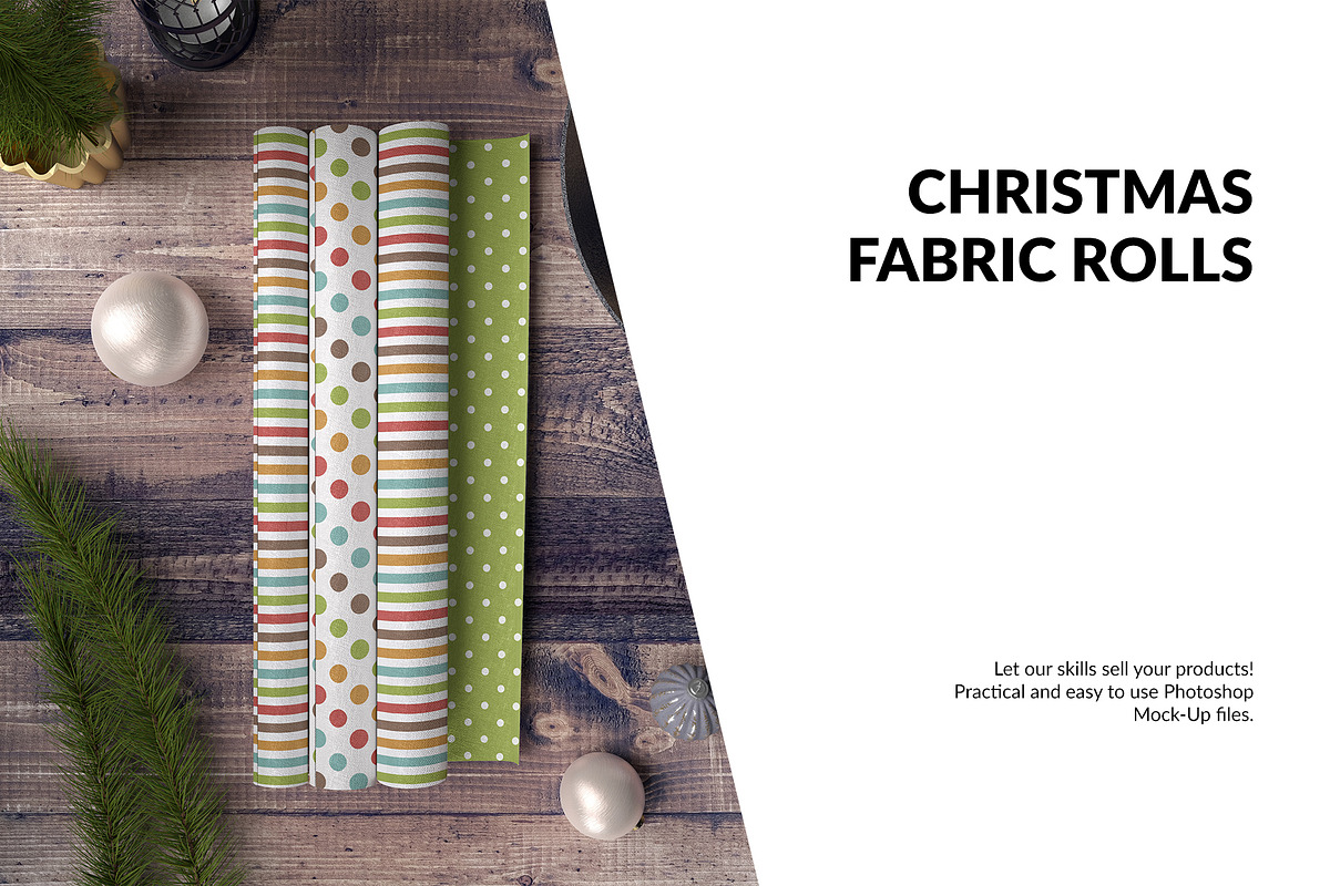 Christmas Fabric Rolls Set in Product Mockups - product preview 8