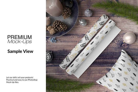 Christmas Fabric Rolls Set in Product Mockups - product preview 11
