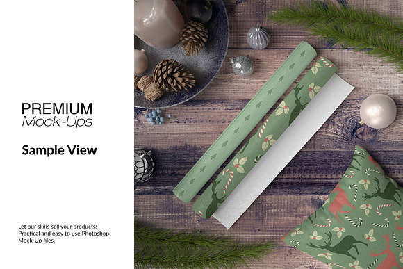 Christmas Fabric Rolls Set in Product Mockups - product preview 12