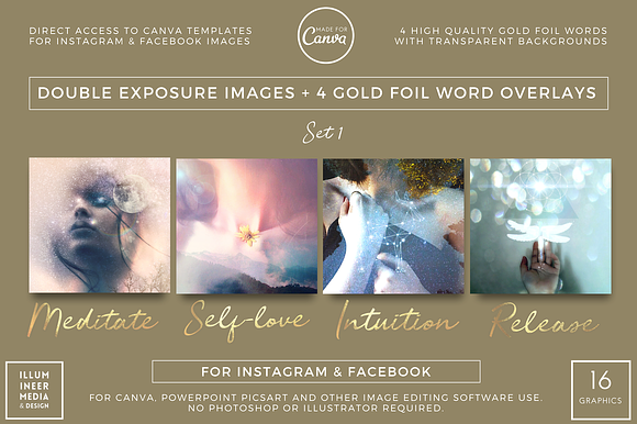 DOUBLE-EXPOSURE & GOLD WORDS - SET 1 in Social Media Templates - product preview 5