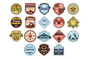 Vintage outdoor camp badges and logo