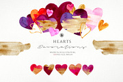 Hearts - watercolor illustrations