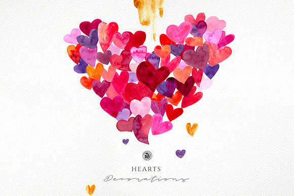 Hearts - watercolor illustrations in Illustrations - product preview 1