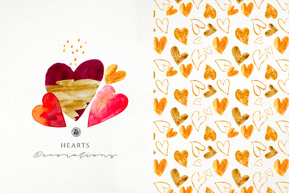 Hearts - watercolor illustrations in Illustrations - product preview 2