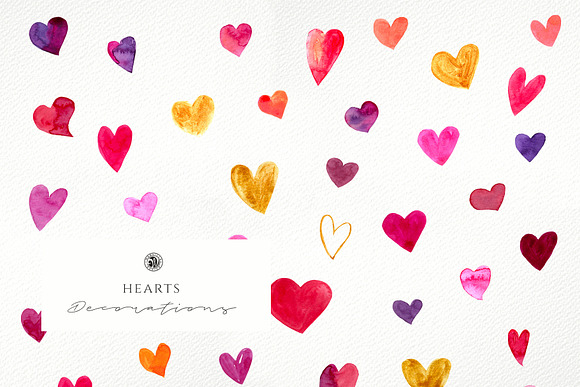 Hearts - watercolor illustrations in Illustrations - product preview 3