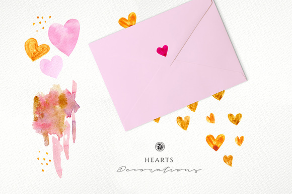 Hearts - watercolor illustrations in Illustrations - product preview 4