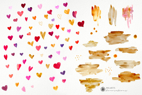 Hearts - watercolor illustrations in Illustrations - product preview 6
