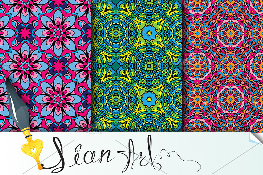 Set of 3 ornamental seamless in Patterns - product preview 8