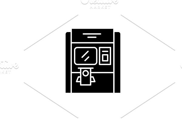 Cash dispenser black icon, vector