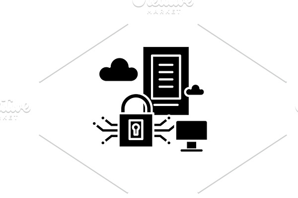 Securety server  black icon, vecto