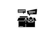 Business message black icon, vector