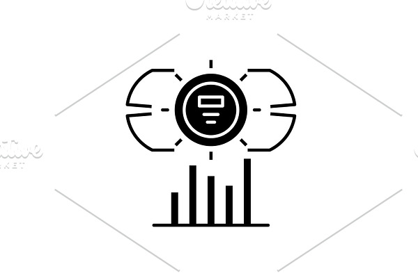 Dashboard metrics black icon, vector