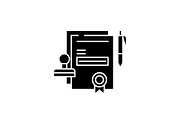 Business contract black icon, vector
