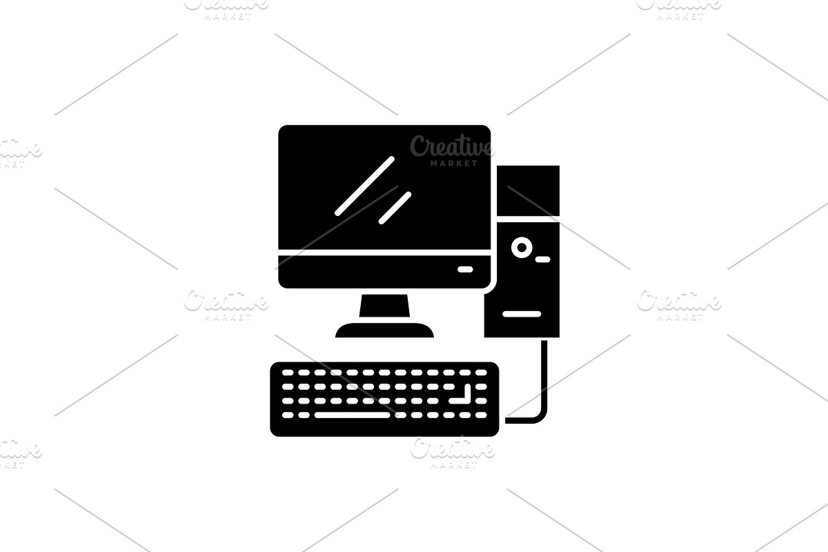 Desktop pc computer black icon in Illustrations - product preview 8