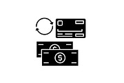 Payment methods black icon, vector
