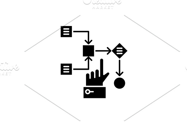 Algorithm black icon, vector sign on