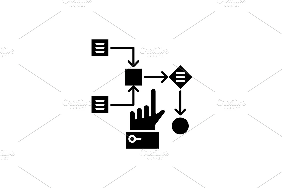 Algorithm black icon, vector sign on in Illustrations - product preview 8
