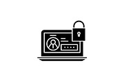 Secure data black icon, vector sign
