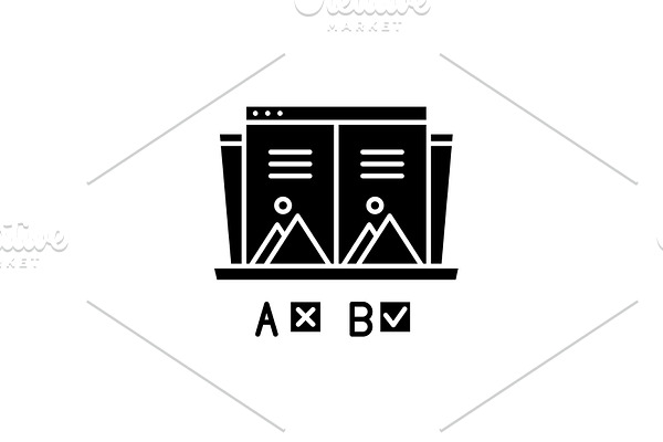 Ab test black icon, vector sign on