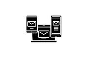 E-mail management black icon, vector