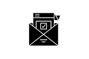 Survey letter black icon, vector