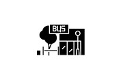 Bus stop black icon, vector sign on