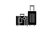 Travel luggage black icon, vector